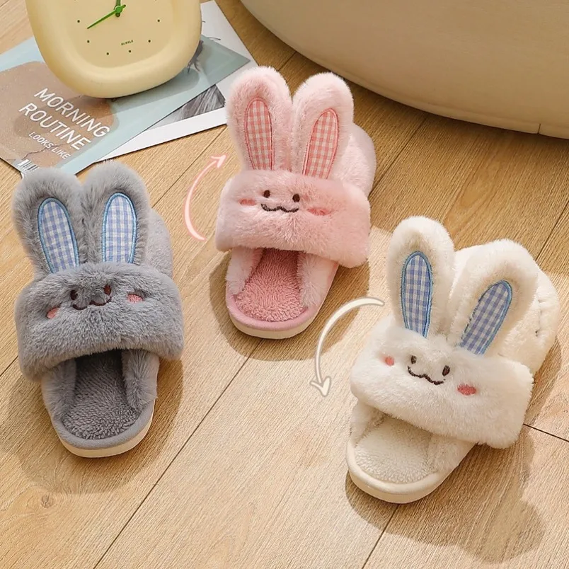 

Home Rabbit Slipper Women Fuzzy Winter Warm Cartoon Funny Fur Plush Non Slip Indoor Lazy Female Lovely House Room Shoe Men Male