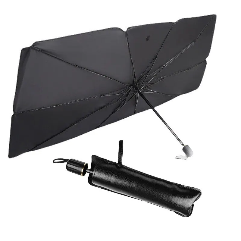 Portable Car Parasol with Pull Ring Umbrella Handle Foldable Car Sunshade for Summer Outdoor Auto Protection