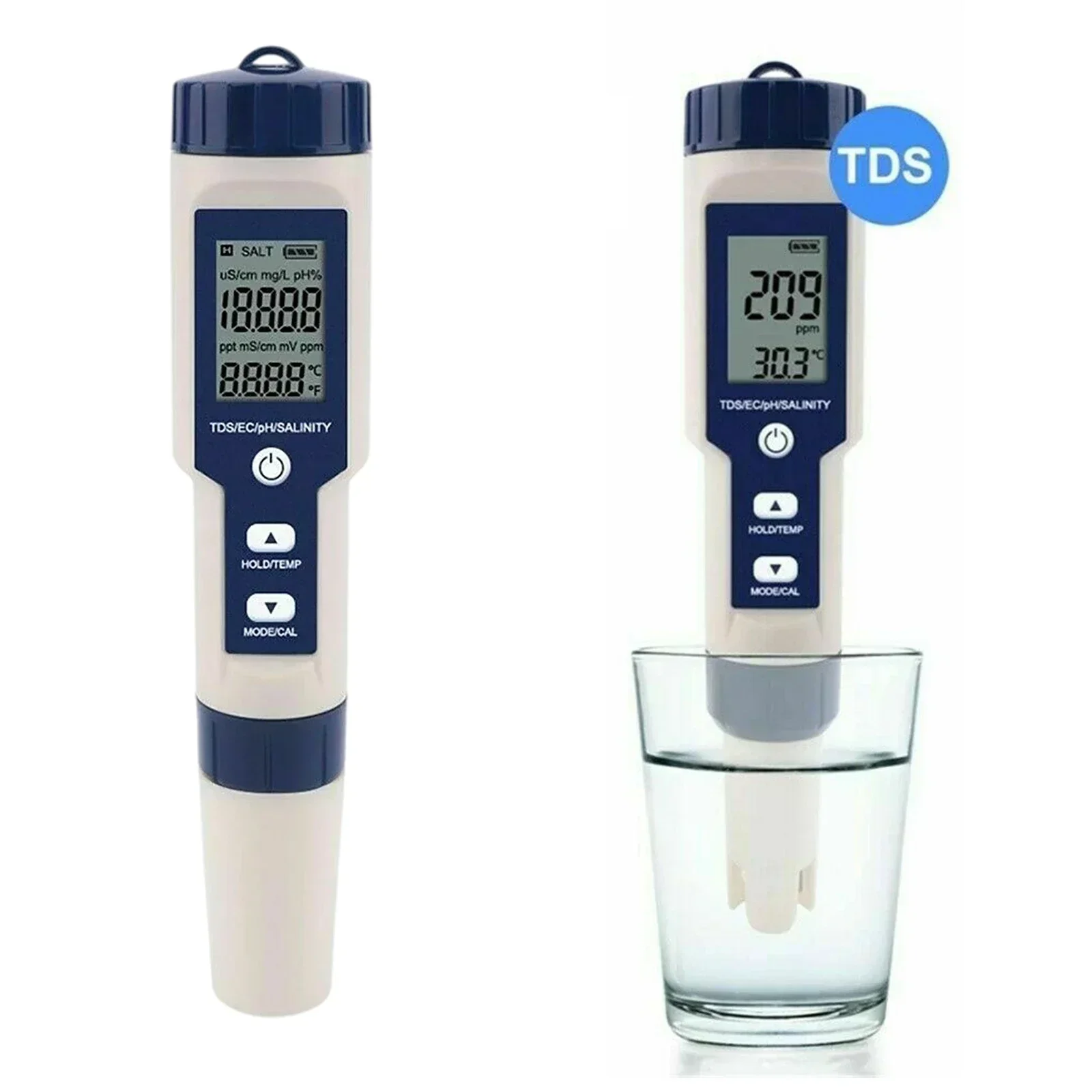 

Digital Water Tester 5 in 1 PH/TDS/EC/Salinity/Temperature Tester Pen Waterproof Multi-Function Meter Professional