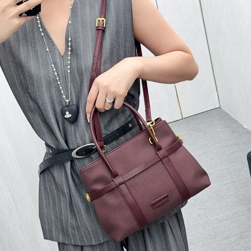NEW Luxury Large Capacity pu Leather Tote Bag Women's Handbag Soft nylon Material Open Style Neutral Minimalist Trend