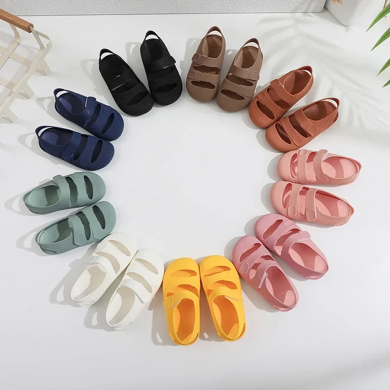 Children Sandals Hollow Out Closed Toe Beach Shoes Breathable Candy Color Roman Sandals Boys Girls Soft Non-slip Kids Shoes kids shoes children sandals kids sandals beach shoes