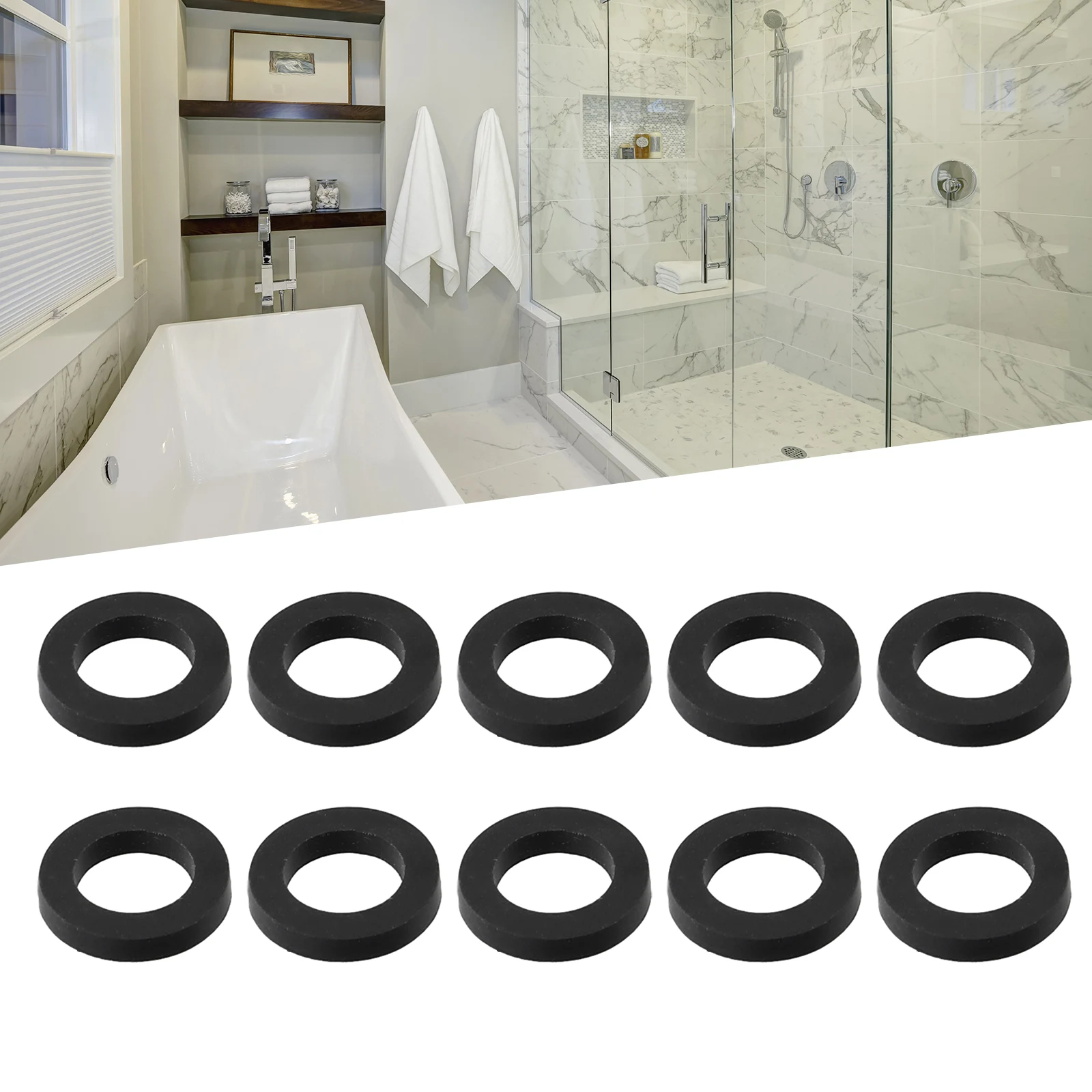 10Pcs Rubber Ring Flat Gasket Sealing Ring Flexible Pipe Bath Bathroom Shower Hose Washers Rubber Seals Shower Head Hose rubber gasket