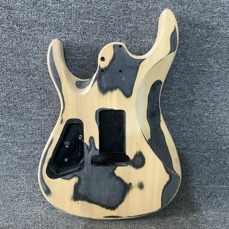 DB771 Floyd Rose Electric Guitar Unfinished Jackson Electric Guitar Body Natural Flamed Maple with 2 Humbucker Pickups for DIY