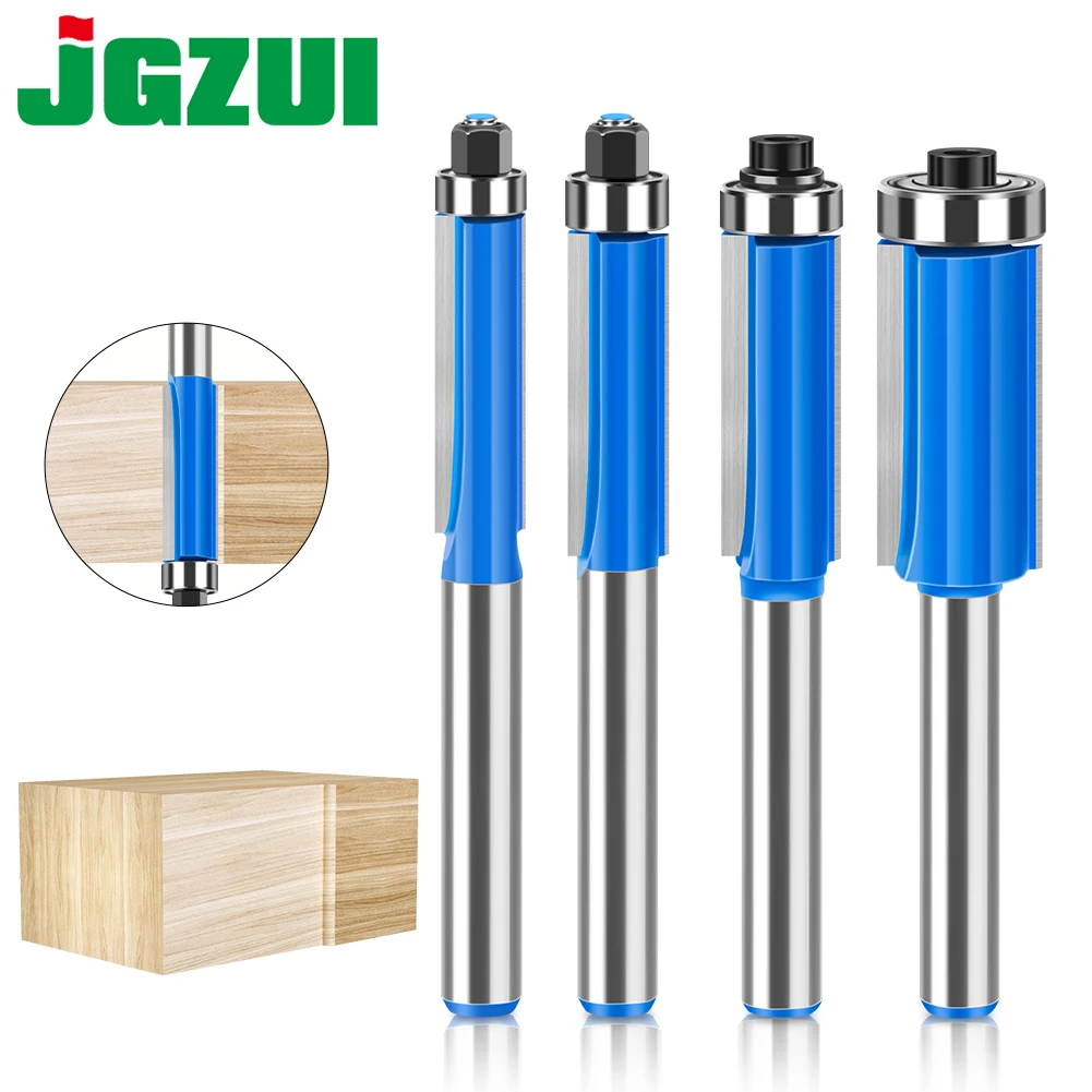 1-4PCS 6mm 1/4in Shank Blade Flush Trim Router Bit With Bearing For Wood Template Pattern Bit Tungsten Carbide Milling Cutt