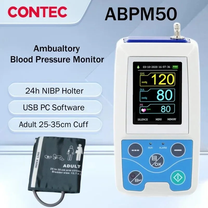 Blood Pressure Monitor CONTEC ABPM50 24 Hours NIBP Holter Dynamic Upper Arm Digital With PC Software