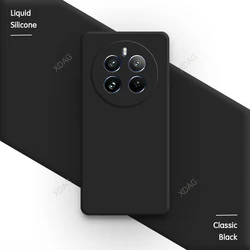 Minimalist Silicone Phone Case - Soft Straight Edge Back Cover for Realme P1 Pro (Classic Black)