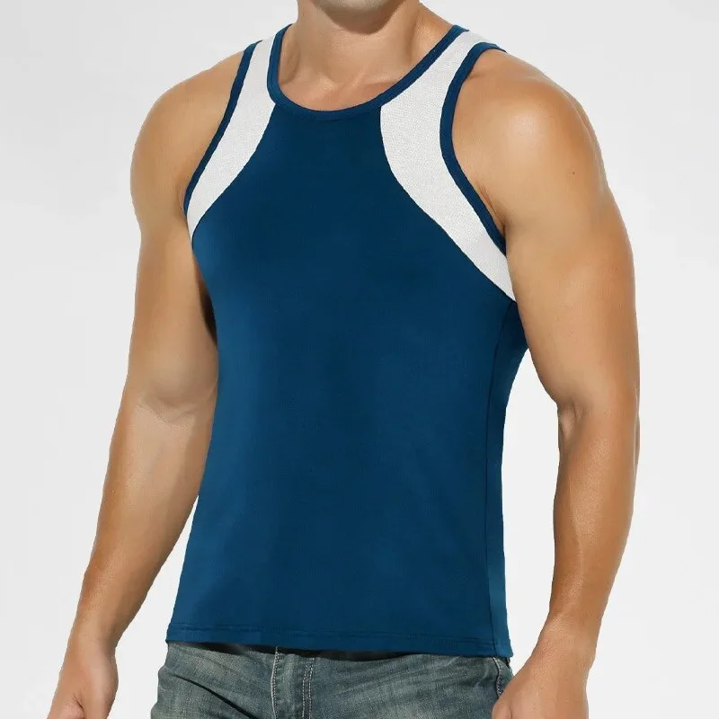 Men Comfortable Breathable Strapless Short Sleeve Sports Running Vest Sweat-wicking T-shirt Base Shirt Ice Silk Material