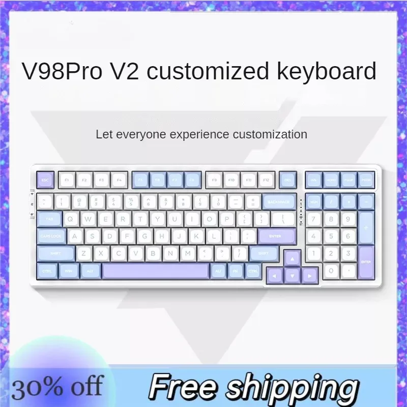 

V98pro Customized Mechanical Keyboard Wireless Three-mode Hot-swappable Gasket Structure RGB Light Effect Gaming Keyboard