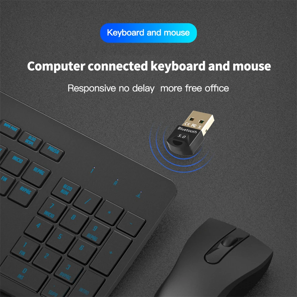 USB Bluetooth 5.0 Adapter Receiver Wireless Transmitter Dongle