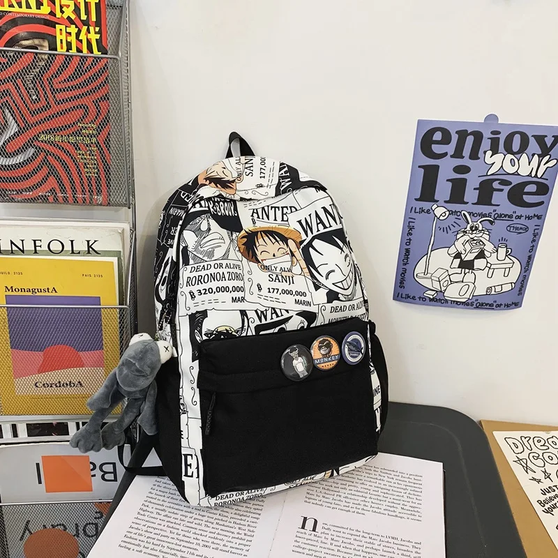 Anime One Piece Backpack – Lightweight Daypack For School, Laptop, USB Charging Port, 30x15x45 Cm