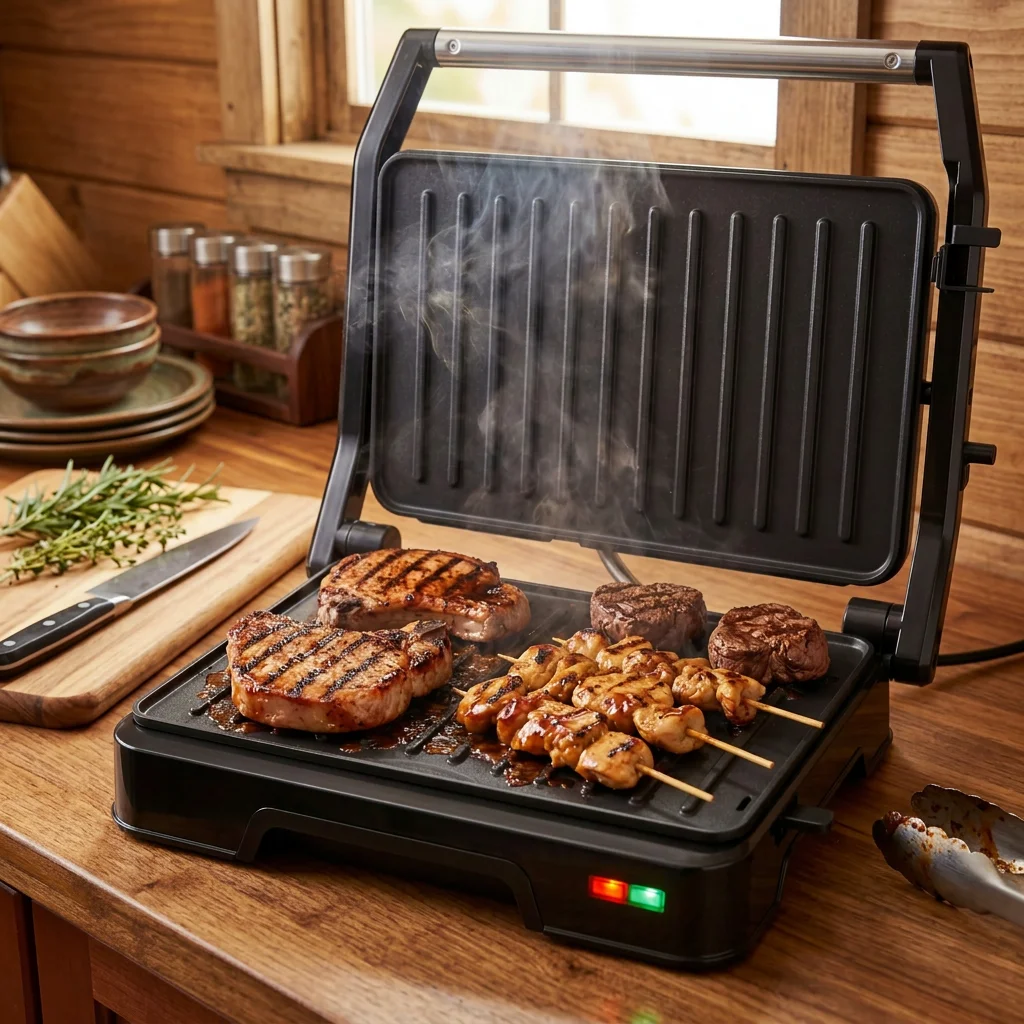 Panini Grill Press - 2-Slice, 180° Opening, Non-Stick Stainless Steel Plates for Versatile Grilling, Toasting, and Cooking, 900W 5