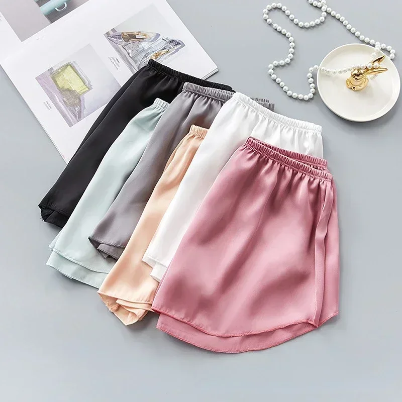 Fashion Safety Pants Ice Silk Boxer Shorts Mid-Rised Seamless Underwear Mid-Rised Intimates Anti-Emptied Ladies Safety Pants