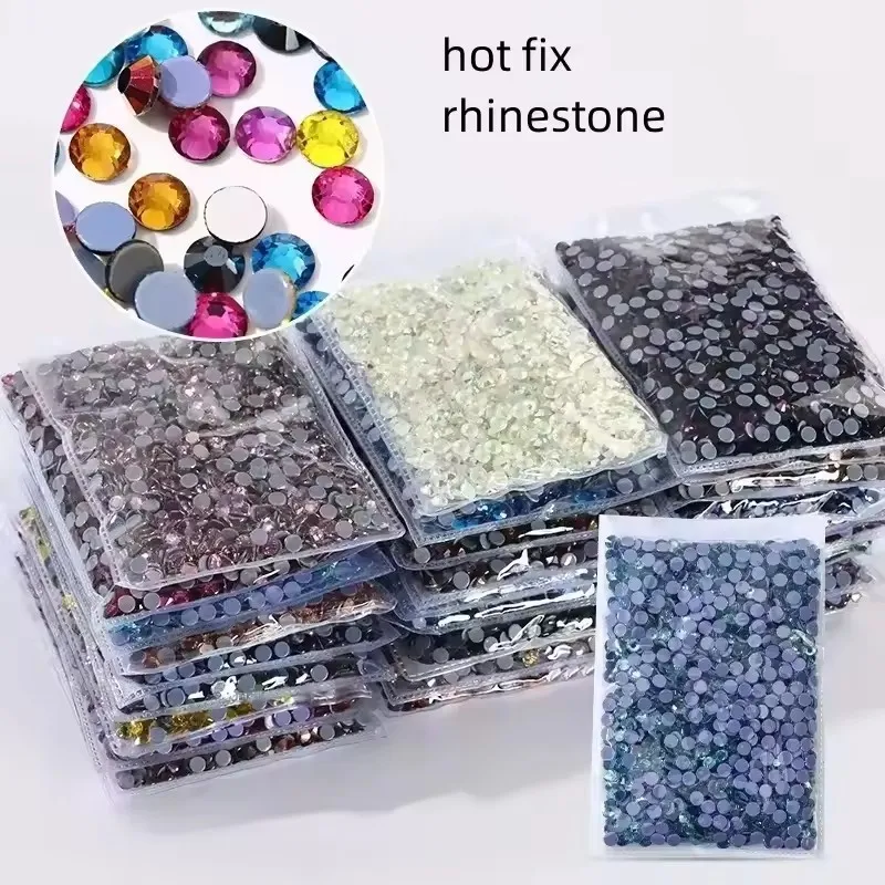 Ultrahochwertiger Thermosettierungs-Strassstein Ss6-SS30, funkelnder Kristall mit flachem Boden und Riemen, geeignet für DIY-Nagelzubehör