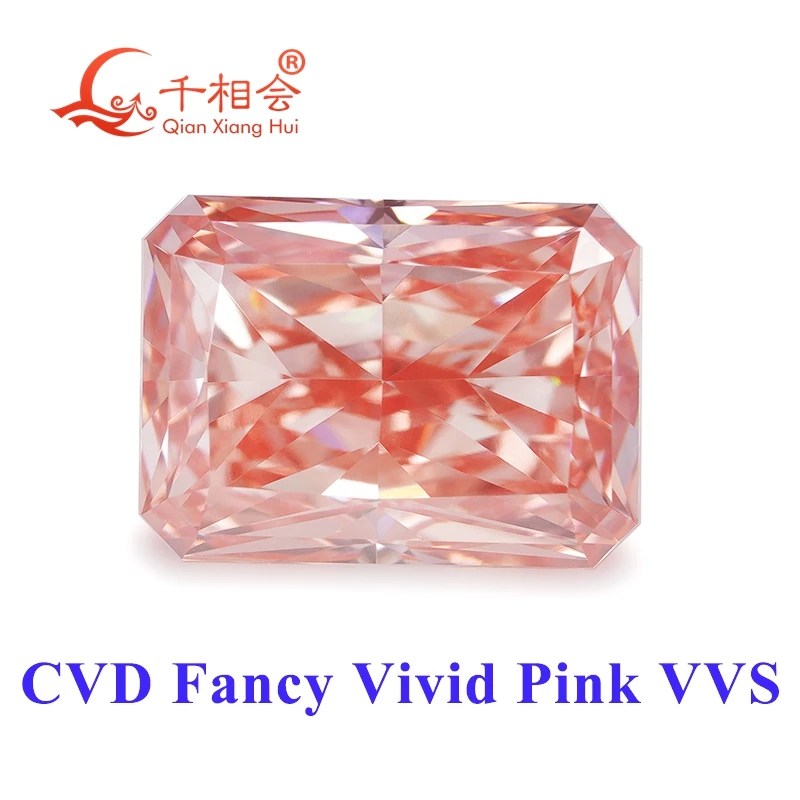 IGI Certified 1.13CT VVS2 CVD Diamond Vivid Pink Color Radiant Shape Lab Grown Stone for Jewelry