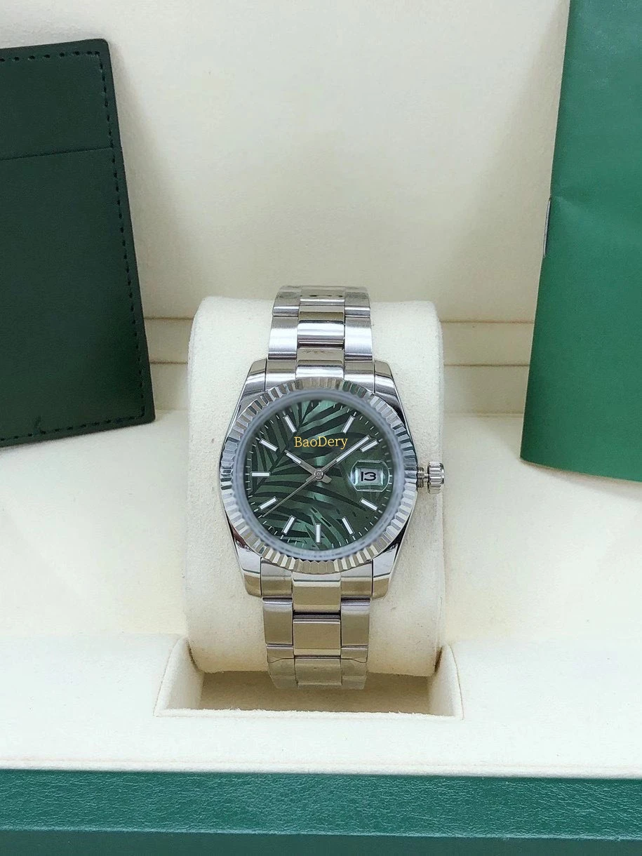 Trendy 36mm Women's Watch with Pitted Dial & Sapphire Mirror - A Chic Accessory for the Modern Lady