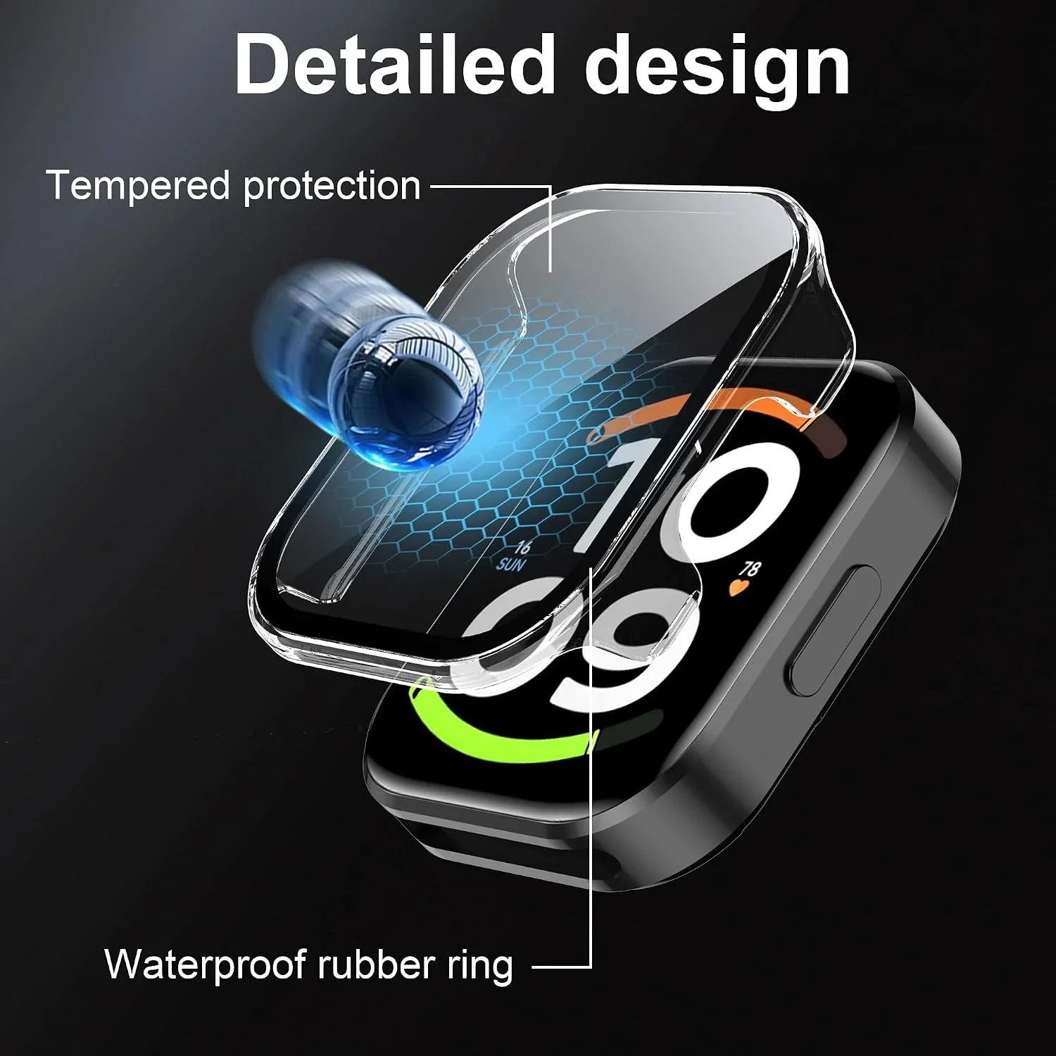 Clear PC Case with Tempered Glass Cover - Anti-Scratch Hard Screen Protector