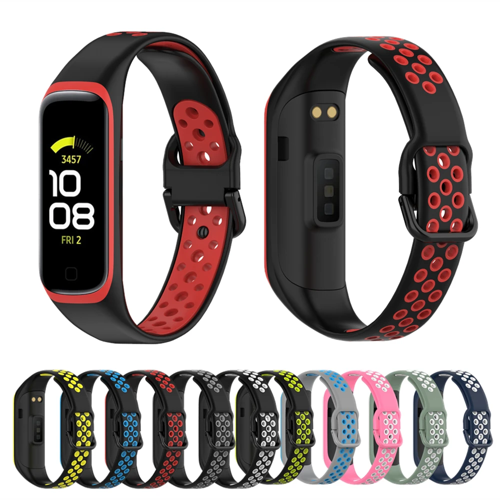 Bracelet Silicone Blanc/bleu Pour Samsung Galaxy Fit2 - Sport Et Confort