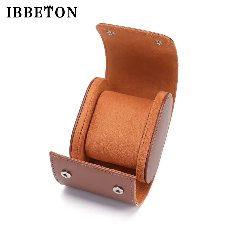 IBBETON 남성용 시계 주최자 선물 1슬롯 시계 롤 여행용 케이스 휴대용 빈티지 가죽 시계 디스플레이 케이스 시계 보관함