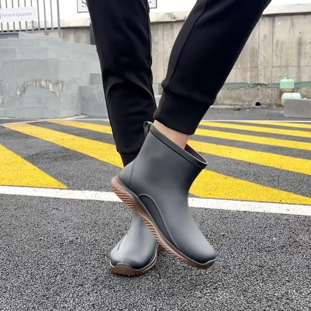 Rain boots mens shoes Men's Rain Boots Non-slip Waterproof Plus Velvet Warm Rubber Shoes Mid-tube Short-tube Water Shoes Overshoes