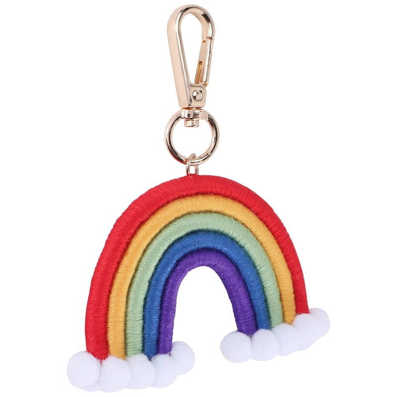 

Macrame Rainbow Keyring, Handwoven Keychain, Bohemian Colourful Rainbow Key Pendant For Car Key Handbag Purse