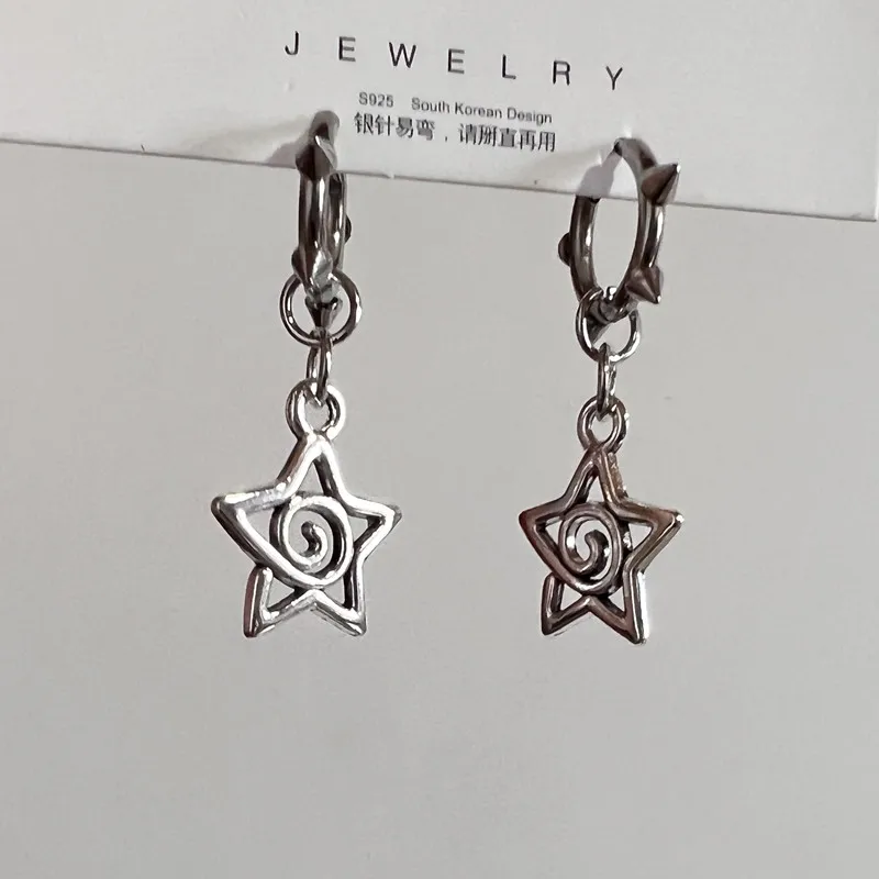 Korean Fashion Star Swirl Earrings Gothic Charms Rivet Earrings for Women Punk Grunge Jewelry Vintage Accessories