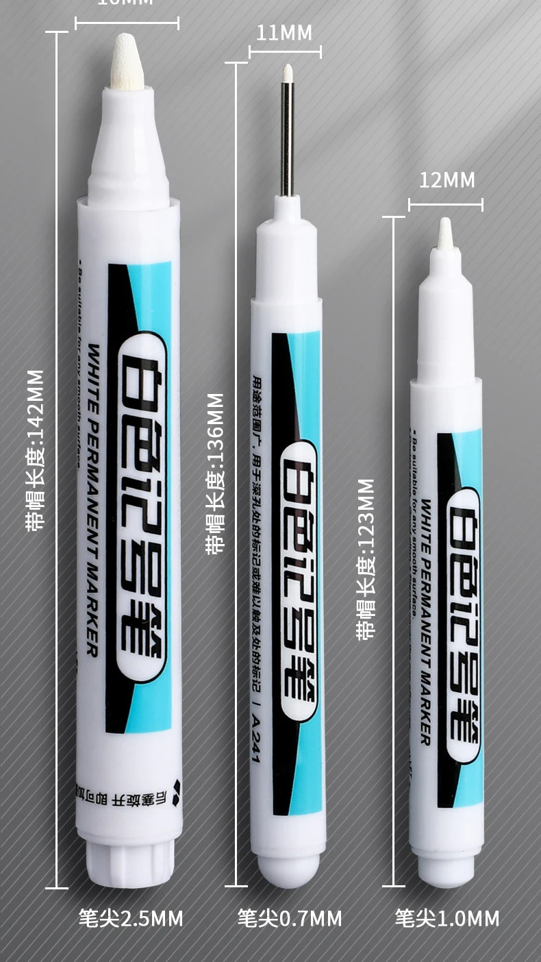 3 stücke weißer Marker ölig wasserdicht nicht verblassen, Werbung Gruß karte Reifen Glas Text marker Stift kann nicht gelöscht werden – Detail 9
