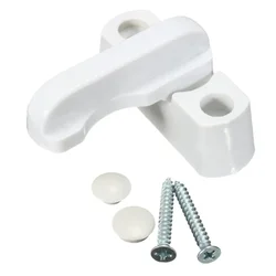 Enhanced Product Title: 

Safety Lever Handle Sweep Lock for Doors and Windows - Durable Plastic and Steel Construction (White)