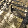 Spring Laser Dark Gold Jeans For Men And Women Streetwear 2024 Casual Elastic Pants Trendy Dance Club Jeans Vaqueros Hombre 4