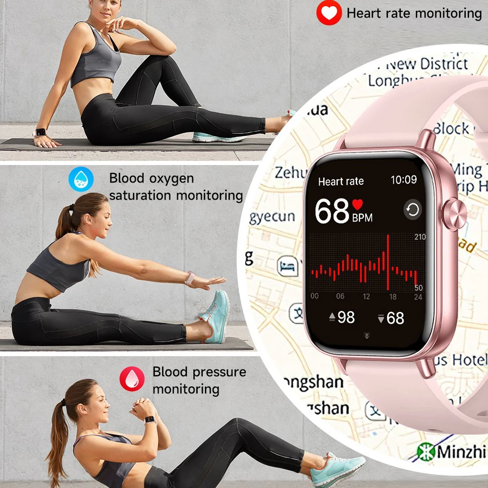 1.83 inch Smart Watch Heart Rate Health Monitoring Sports Bracelet BT Calling For Women Men + Box