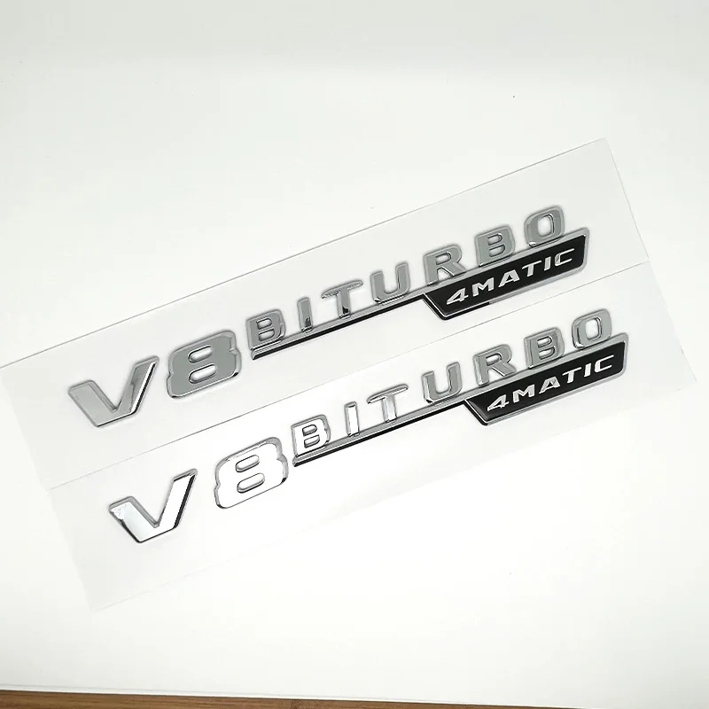 Premium Car Fender Side Emblem - V8 Biturbo 4matic Logo