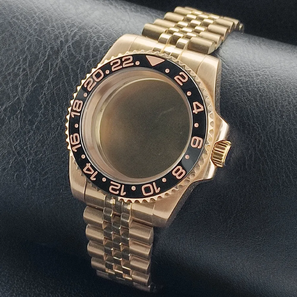 Premium GMT Watch Case with Bidirectional Sapphire Bezel and Slide Buck, 40MM, 5Bar Water Resistance