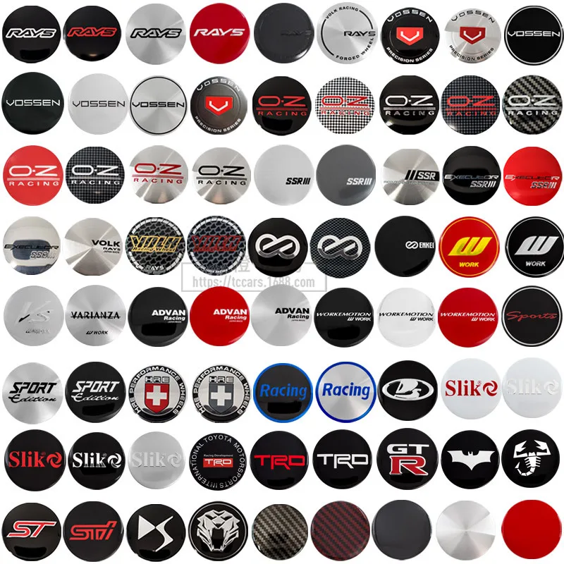 

56MM Automotive Hub Sticker HRE OZ DS ST VOLK Hub Center Cover Installation Decorative labels