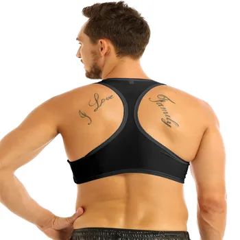 Men Sleeveless Y Back Muscle Tank Top Clubwear Stage Costume Crop Top Performance Mini Shirts Sports Bra Male Fitness Vest 2