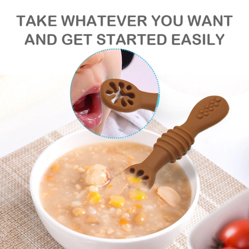 11UC Baby-Led Weaning Silicone Spoon Newborn Learning Feeding Training Utensils silicone feeding spoon silicone cutlery set learning spoons baby cutlery