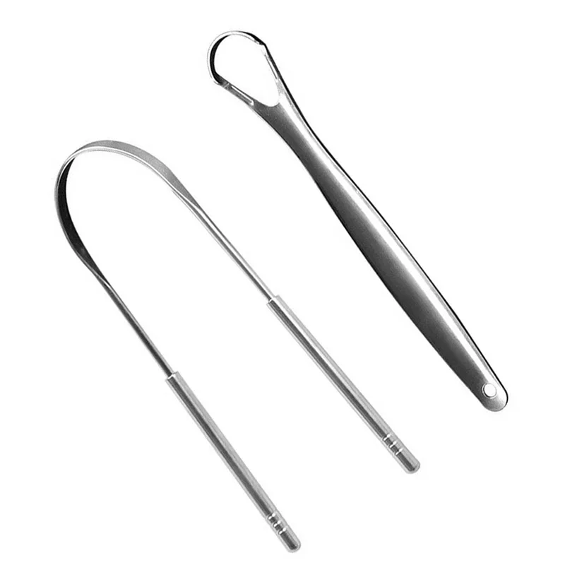 Tongue Cleaner Tongue Scraper 2Pcs Stainless Steel Oral Care Hygiene Scraper Dental Oral Care Hygiene Health Care Tool