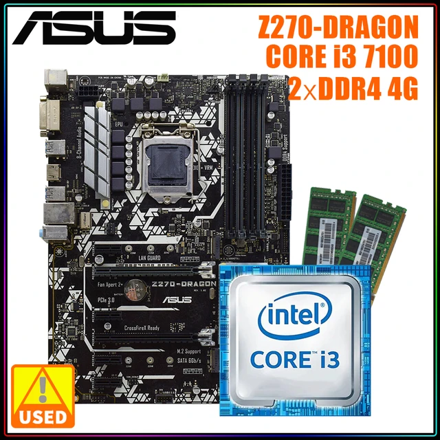 Asus Z270-dragon With Core I3 7100 Cpu Ddr4 4g X2 Motherboard Kit Lga 1151  Intel Z270 Usb3.0 Pci-e X16 I5 Cpu Kit Support Inter - Motherboards -  AliExpress