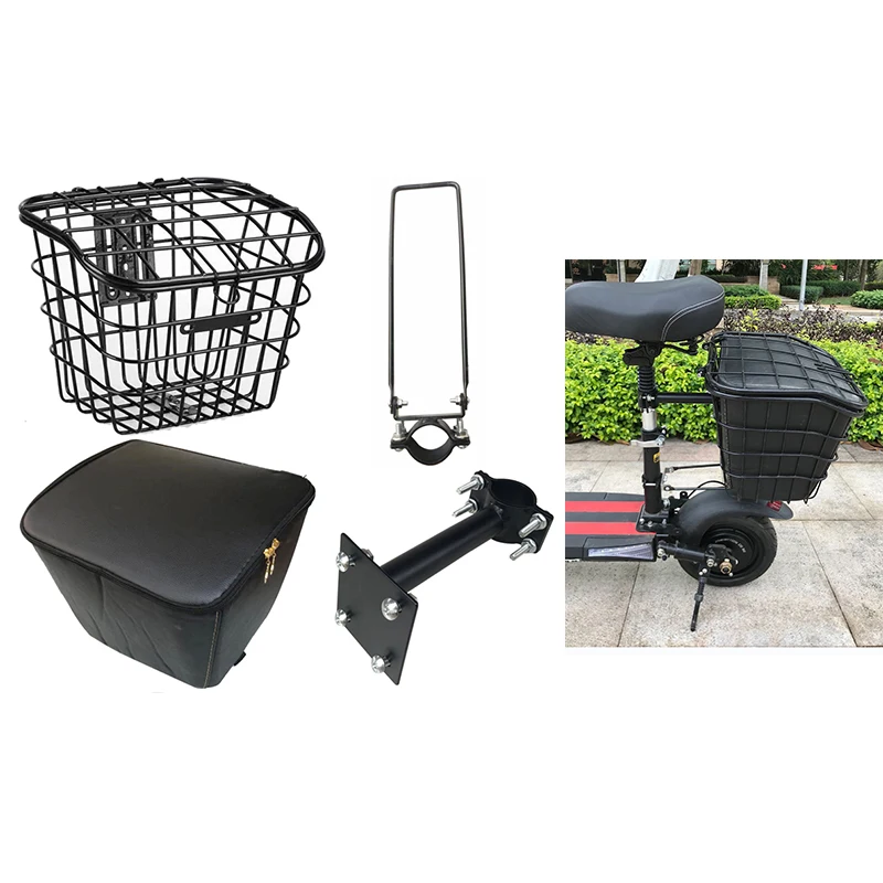 Panier Pour Trottinette électrique Ou Vélo, Noir, Avec Couvercle, 32x32cm
