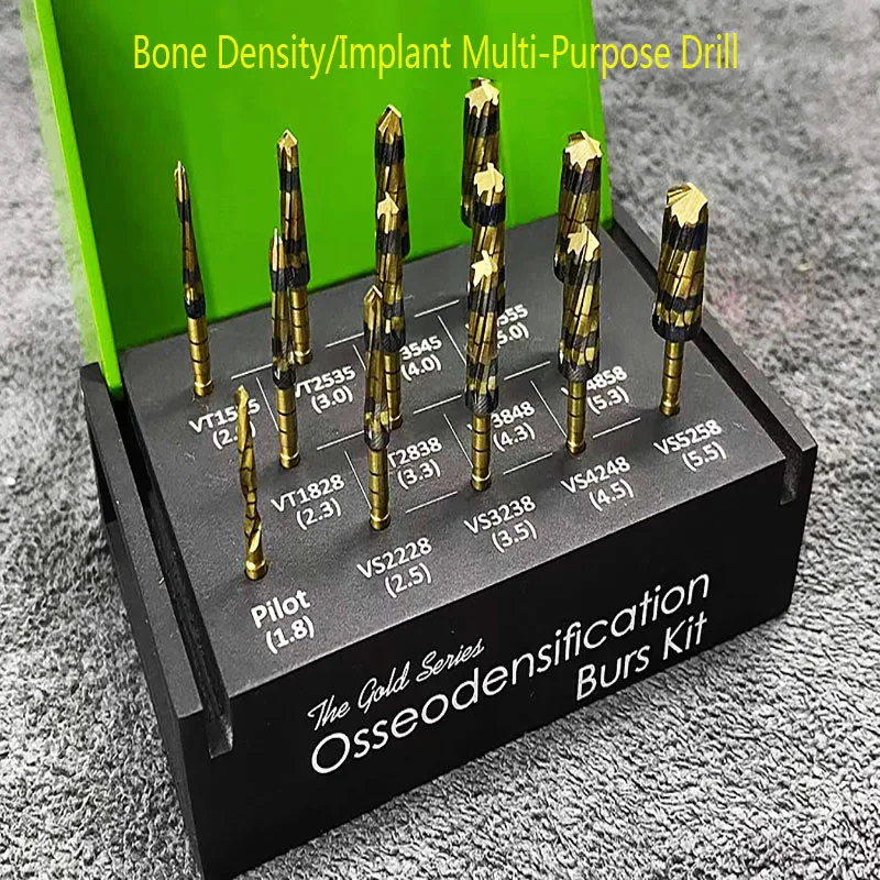 13 Stks/set Titanium Dental osseodensification Bur Boren Dental Implant Green Kit Chirurgisch Roest Gratis