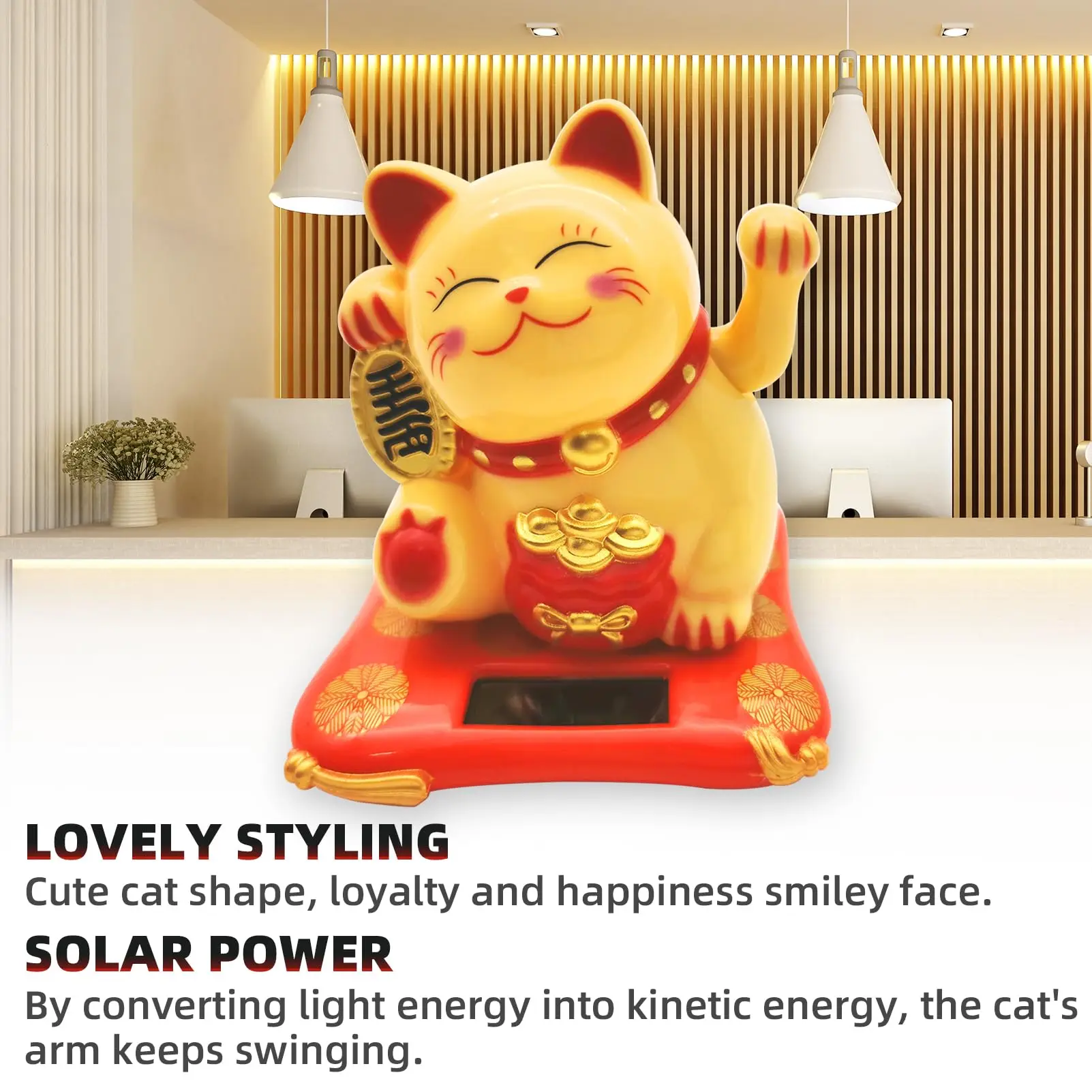 Fortune Cat Figurine 1Pc Mini 2.9inch Waving Hand Feng Shui Cat Decoration Opening Business Home Car Ornament Holiday Gift Home Decoration