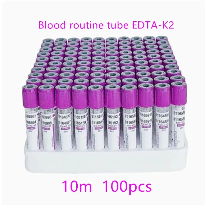 100 Pz Vaso Di Raccolta Sottovuoto Pressione Negativa Sangue Routine Edta-K2 Tubo Anticoagulante 2Ml 5 Ml10Ml Tappo Viola