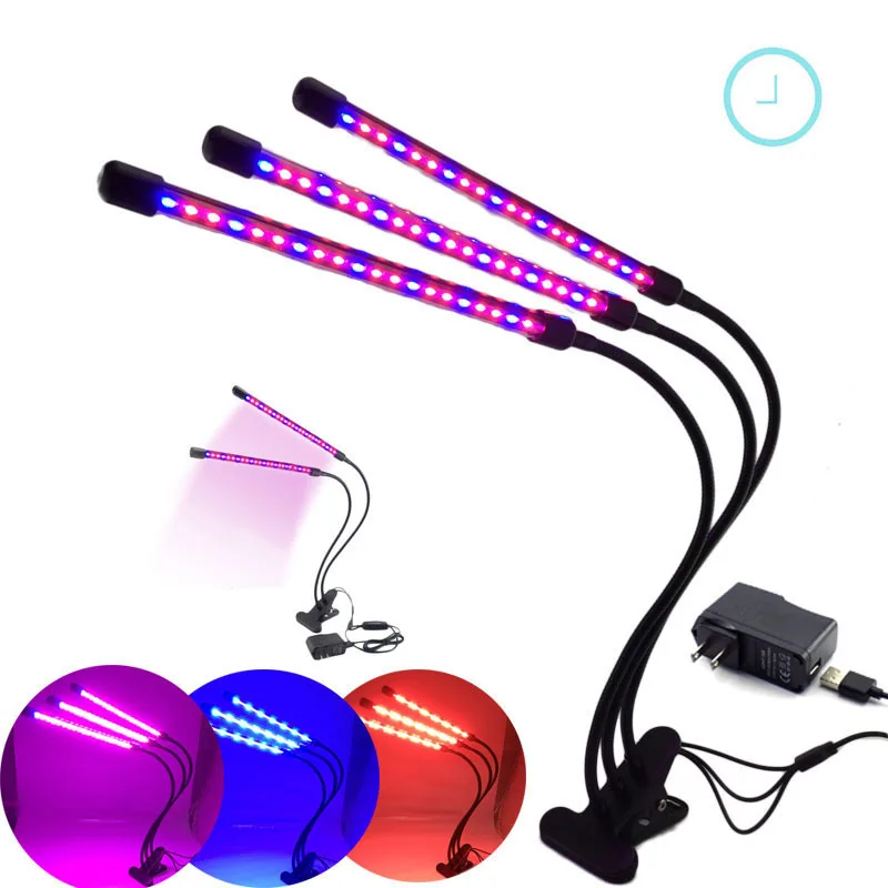 USB 타이밍 LED 성장 조명, 꽃 조명, 피토 램프, 5V 식물 성장 온실, 실내 야채, 5V 타이머 V27, 2/3/4 헤드