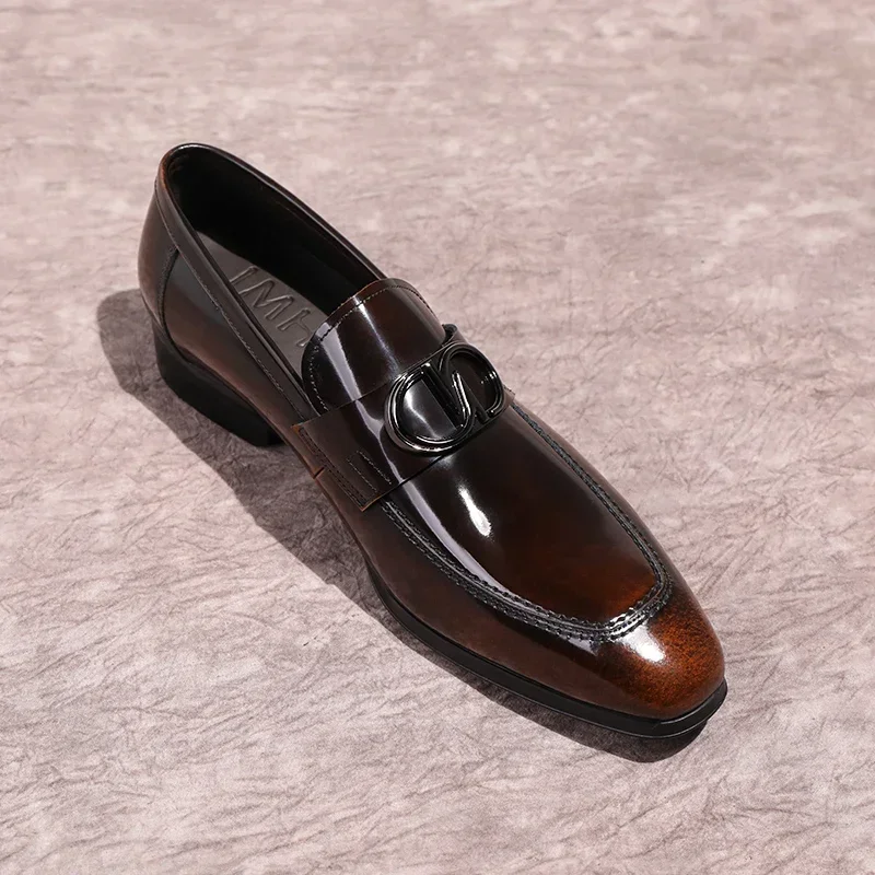 Men's Formal Shiny Handmade Leather Shoes Set Foot Business