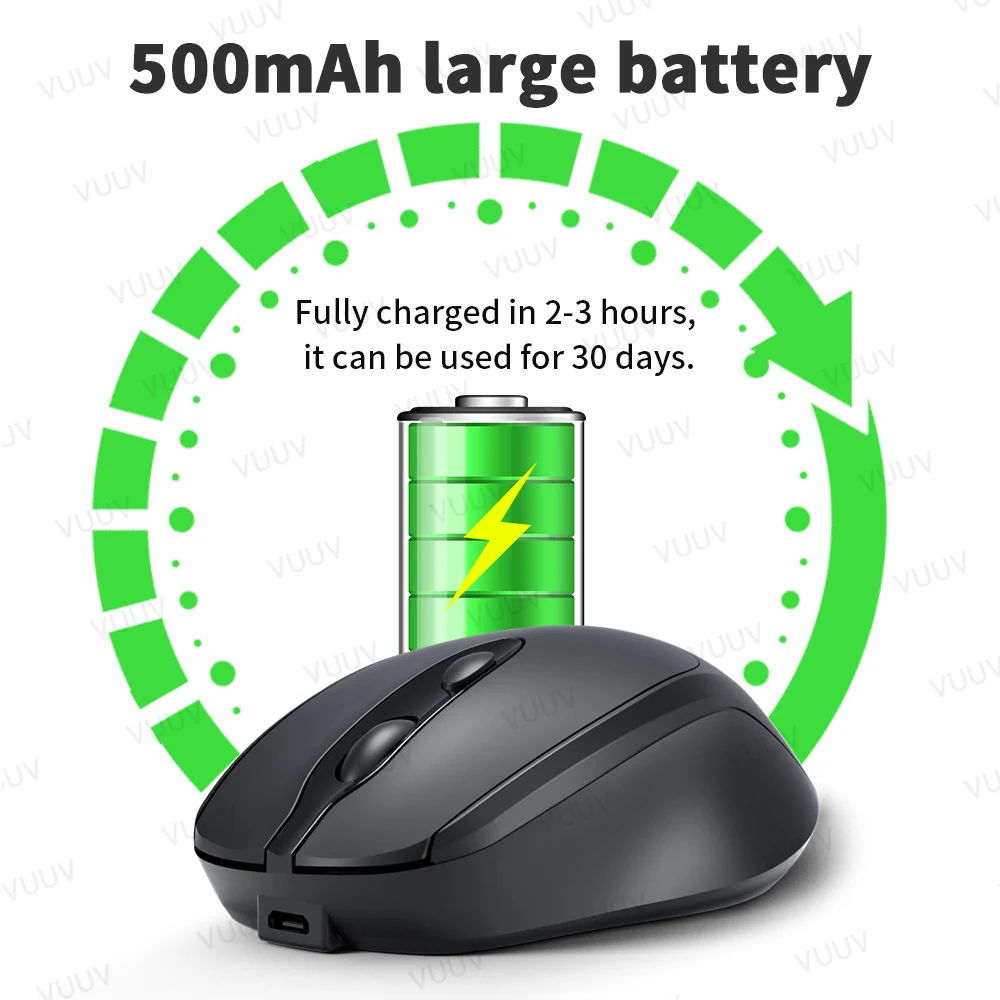 Wireless Mouse Ergonomic Bluetooth Rechargeable 1600DPI MacBook Tablet Laptop Accessories