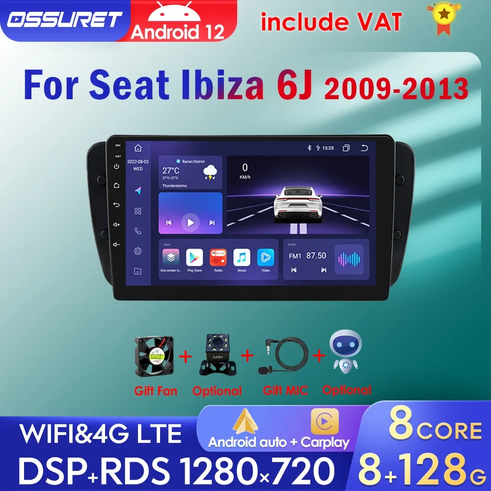 2din Carplay Radio Android per Seat Ibiza 6j 2009-2013 2010 AI Voice 4G Car Multimedia GPS autoradio Octa Core 7862