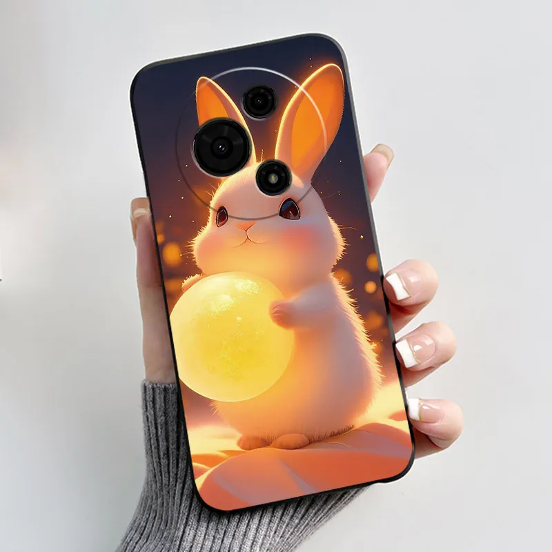 Happy Milk Tea Rabbit Design Anti-Scratch Soft Black Phone Case