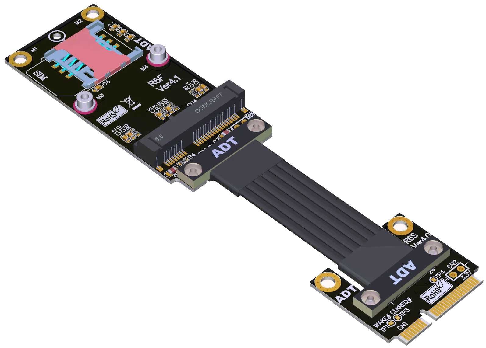 Mpcie para Mini-pcie Cabo de Extensão de Rede sem Fio Mini Pcie 4.0 Mpci-e Riser Adaptador Extensor Placa Gráfica Cabo R66sf - Imagem 4
