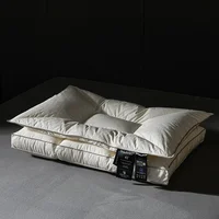 95 White Goose Down Pillows For Sleeping Double-Layer Gongsatin Jacquard Anti Mite Health Care Bedding Hotel Neck Pillows 2
