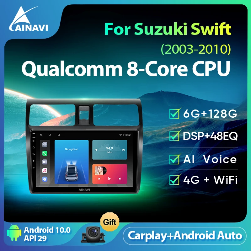 Ainavi мультимедийный плеер для Suzuki Swift 2003-2010 автомобильное радио No 2Din Android Авто Carplay