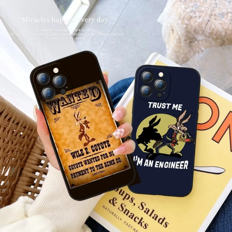 Custodia Per Telefono Iphone 14Pro Max Cartoon Wolf Willy Coyote Per Iphone 14 13 11 12 Pro 8 7 Plus X 13 Pro Max Xr Xs Mini Cover Nere