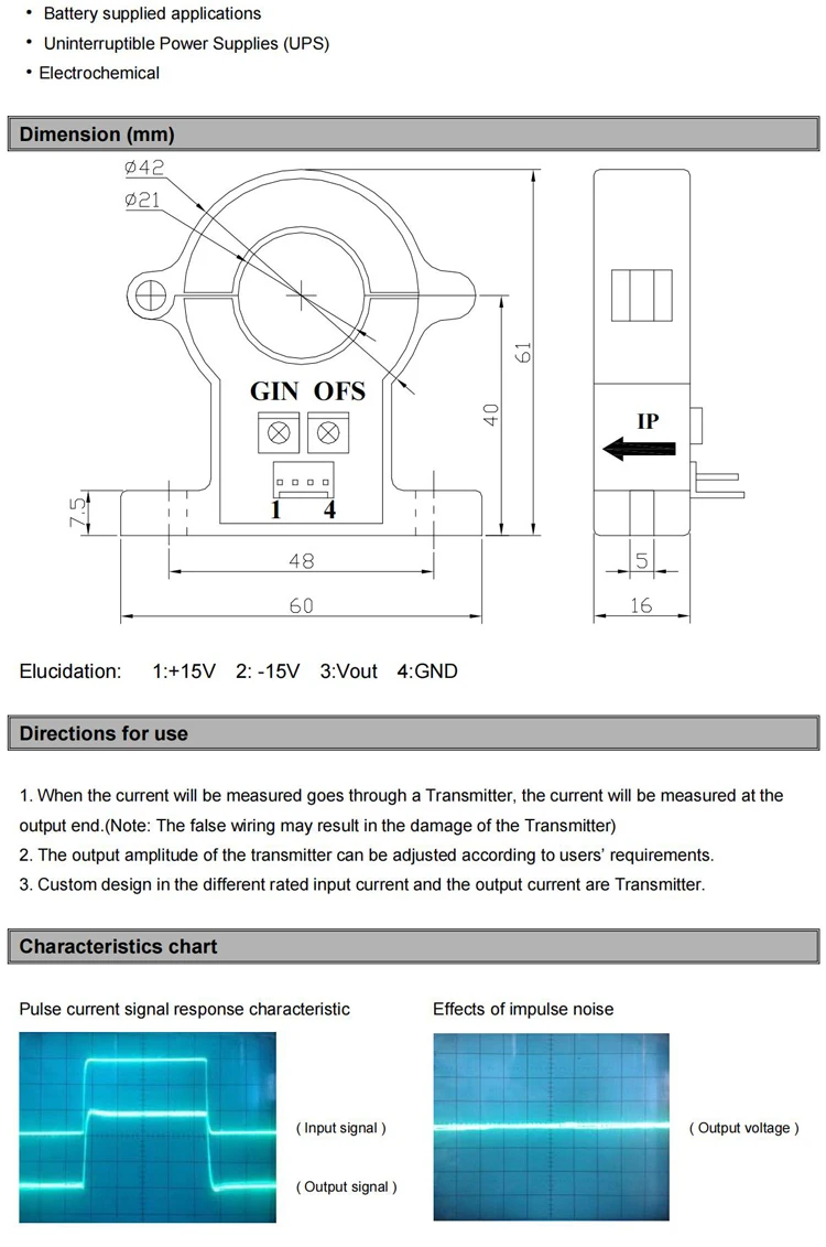 AC-Stromwandler 4-20mA Hall-Effekt-Stromsensor QNDBK1-21 20A 30A 50A 100A 200A 300A Transformator Split-Core CT-Klemme – Detail 4